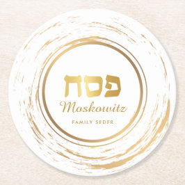 Porta-copo De Papel Redondo Páscoa Seder Elegante Moderno Dourado Floreado Red