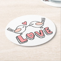 Pássaros de Amor Fofo Rosa e Branco Casamento