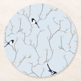 Porta-copo De Papel Redondo Pássaros de Inverno