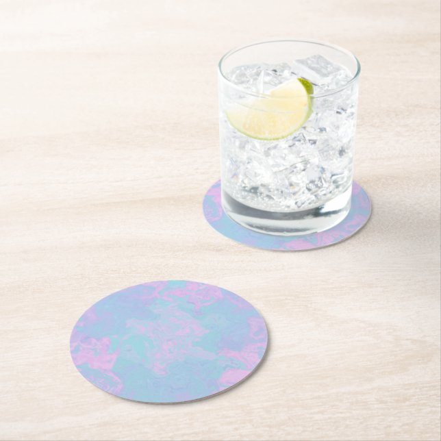 Porta-copo De Papel Redondo Pastel Marbled (Insitu)