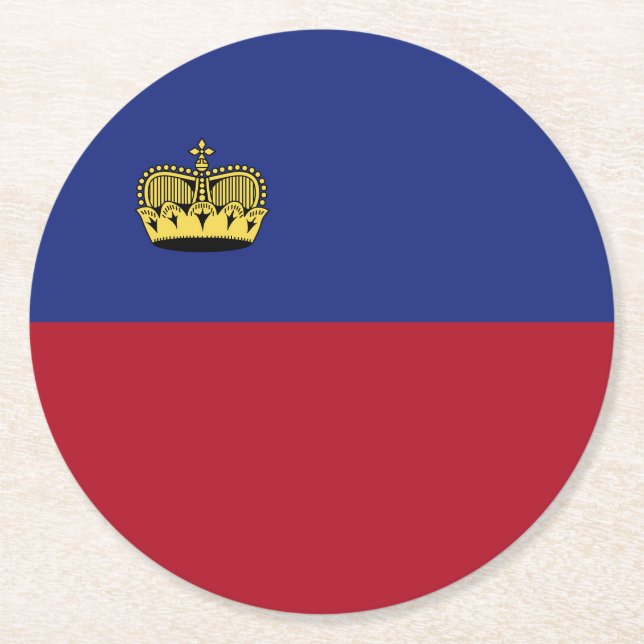 Porta-copo De Papel Redondo pavilhão do Liechtenstein (Frente)