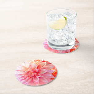 Porta-copo De Papel Redondo Peach Blush Dahlia Blossom