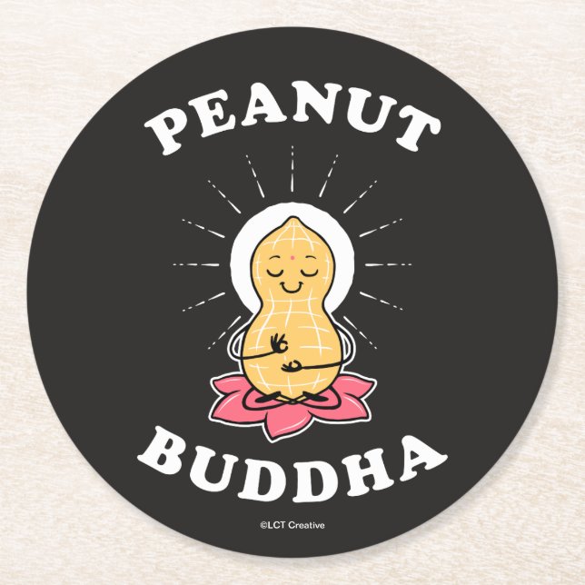 Porta-copo De Papel Redondo Peanut Buddha (Frente)