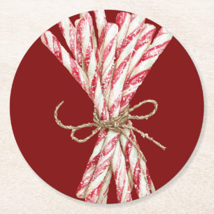 Porta-copo De Papel Redondo Pepperminta Vermelha Natal