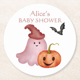 Porta-copo De Papel Redondo Pequeno Chá de fraldas de Boo Fantasma Pumpkin