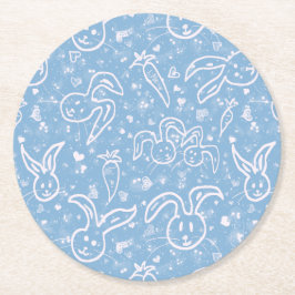 Porta-copo De Papel Redondo Pequenos Corações e Bunnies - padrão transparente.