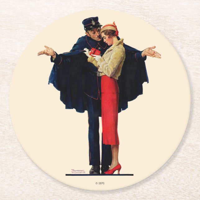 Porta-copo De Papel Redondo Perdido em Paris (Frente)