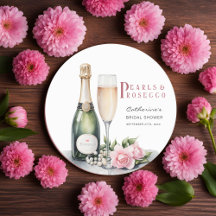 Pérolas E Prosecco Chá de panela Elegante Floral