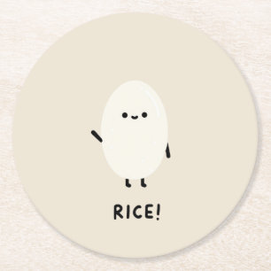 Porta-copo De Papel Redondo personagem de arroz fofo minimalista desi kawaii e