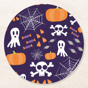 Porta-copo De Papel Redondo Personagens Divertidos e Assustadores de Halloween