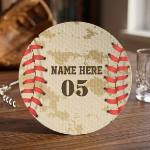 Porta-copo De Papel Redondo Personalizado Vintage Nome Número Beisebol Retro