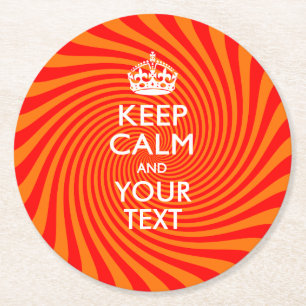Porta-copo De Papel Redondo Personalized KEEP CALM AND Your Text on Swirl
