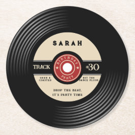 Porta-copo De Papel Redondo Personalized Vinyl Record Birthday Paper Coasters