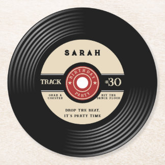 Porta-copo De Papel Redondo Personalized Vinyl Record Birthday Paper Coasters