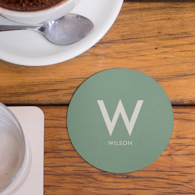 Porta-copo De Papel Redondo Pessoal Festa Monograma Verde Limão (Criador carregado)