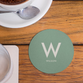 Porta-copo De Papel Redondo Pessoal Festa Monograma Verde Menta