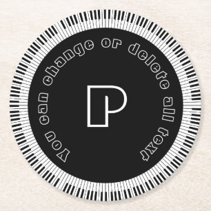 Porta-copo De Papel Redondo Piano Keys Funny Black and White