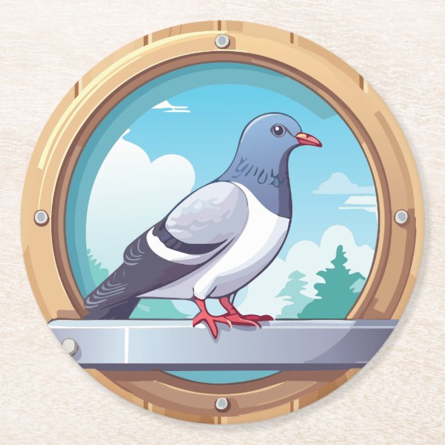 Porta-copo De Papel Redondo Pigeon Fancier (Frente)