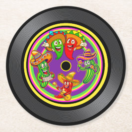 Porta-copo De Papel Redondo Pimentões Cantantes e Cactus Vinyl Record