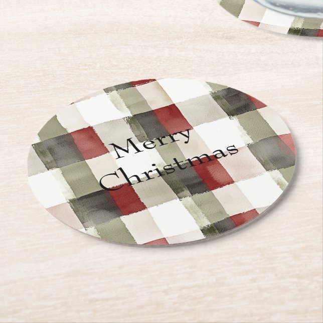 Porta-copo De Papel Redondo Pine Green Ivory Red Stripes (Angulado)