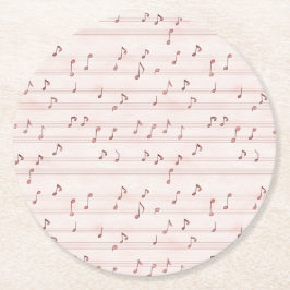 Porta-copo De Papel Redondo Pink Music Notes Sheet