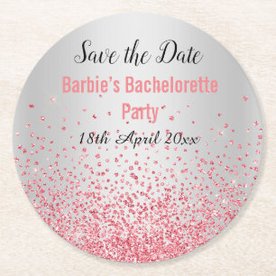 Porta-copo De Papel Redondo PINK SILVER ELEGANT SALVAR A Bachelorette DATE