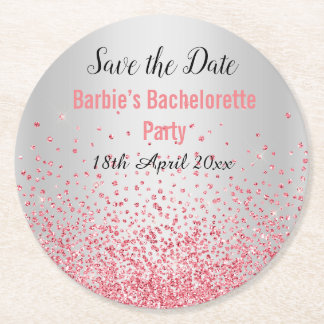 Porta-copo De Papel Redondo PINK SILVER ELEGANT SALVAR A Bachelorette DATE