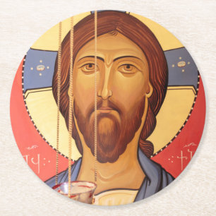 Porta-copo De Papel Redondo Pintura de Jesus