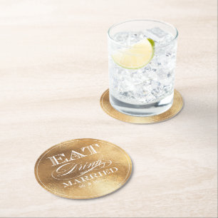 Porta-copo De Papel Redondo PixDezines Dourado Falso/Comer/Bebê/e Seja Casado