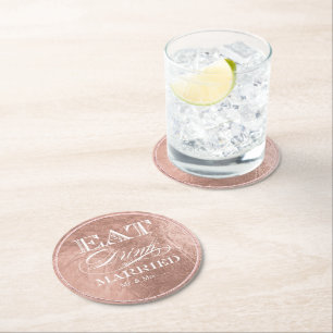 Porta-copo De Papel Redondo PixDezines Falso Ouro Rosa/Come/Beba/e Case