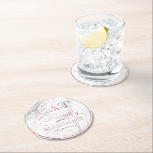 Porta-copo De Papel Redondo PixDezines Falso Rosa Dourado/Coma/Beba/e Case-se