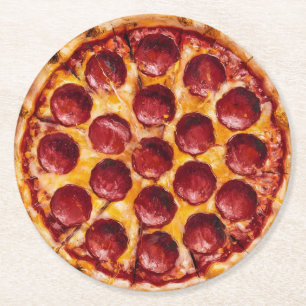 Porta-copo De Papel Redondo Pizza de Pepperoni