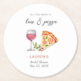 Porta-copo De Papel Redondo Pizza e amor Chá de noiva