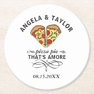 Porta-copo De Papel Redondo Pizza Love Trendy Weding Monograma Data