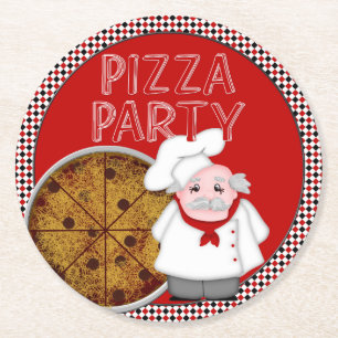 Porta-copo De Papel Redondo Pizza Party, Estilo 1-Red-Porta copos Set