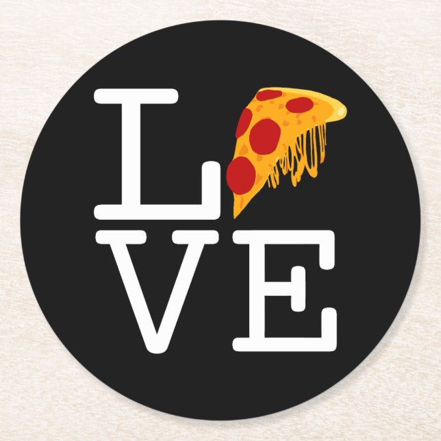 Porta-copo De Papel Redondo Pizza Slice Love (Frente)