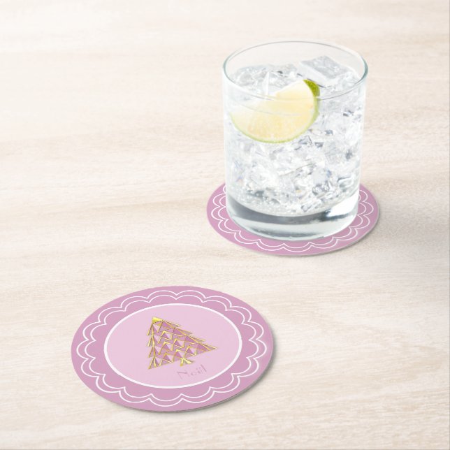 Porta-copo De Papel Redondo Placa de papel de nó Joyoux rosa (Insitu)