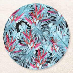 Porta-copo De Papel Redondo Plantas tropicais 1. l
