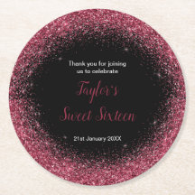 Plum Purple Dress Faux Glitter Sweet 16 Aniversári