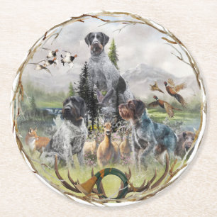 Porta-copo De Papel Redondo Ponteiro alemão Wirehaired