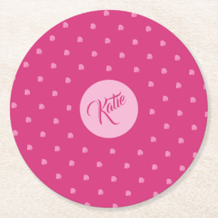 Porta-copo De Papel Redondo Pontos Pink - Conchas -