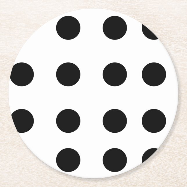 Porta-copo De Papel Redondo Pontos Repetitivos Pretos (Frente)