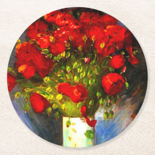 Porta-copo De Papel Redondo Poppies Vermelhos Van Gogh