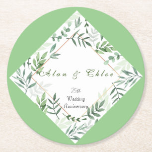 Porta-copo De Papel Redondo Porta copos de 25 de Livro Verde Branco