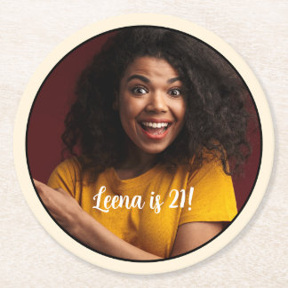 Porta-copo De Papel Redondo Porta copos de Frame de aniversário de 21 anos