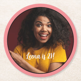 Porta-copo De Papel Redondo Porta copos de Frame de aniversário de 21 anos