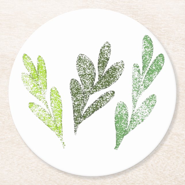 Porta-copo De Papel Redondo Porta copos de padrão Folha (Frente)