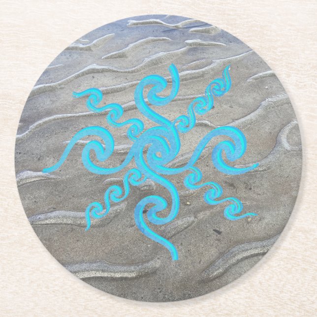 Porta-copo De Papel Redondo Porta copos de Papel de Praia Sandy (Frente)