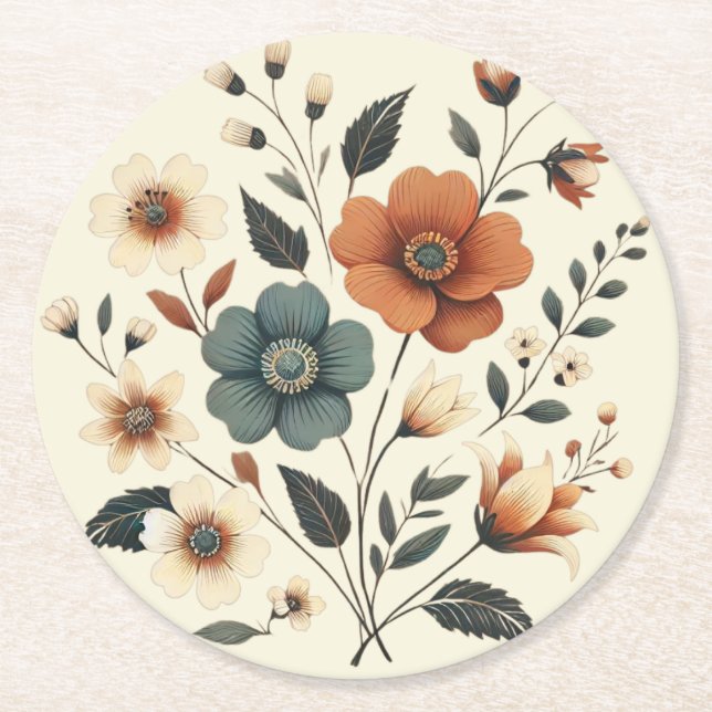 Porta-copo De Papel Redondo Porta copos de Papel Floral Butternata (Frente)