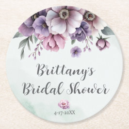 Porta-copo De Papel Redondo Porta copos de Papel Floral Verde e Lavanda chá de